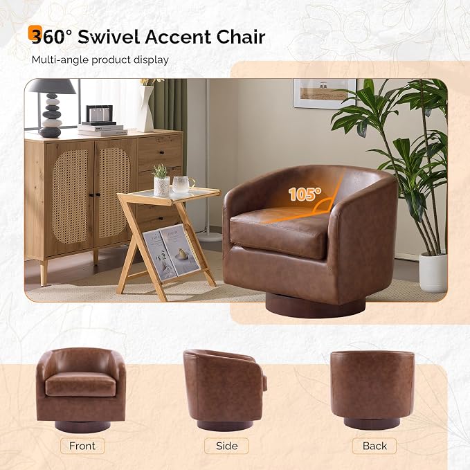 VINGLI 360°Swivel Accent Chairs Set of 2 - Image 5