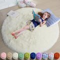 Amdrebio Ivory White Small Round Rug 3Ft by Amdrebio