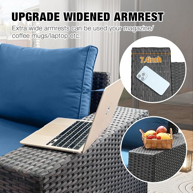 JOYURE 5 Pieces Patio Furniture Set All-Weather Outdoor Wicker Sectional - Image 2