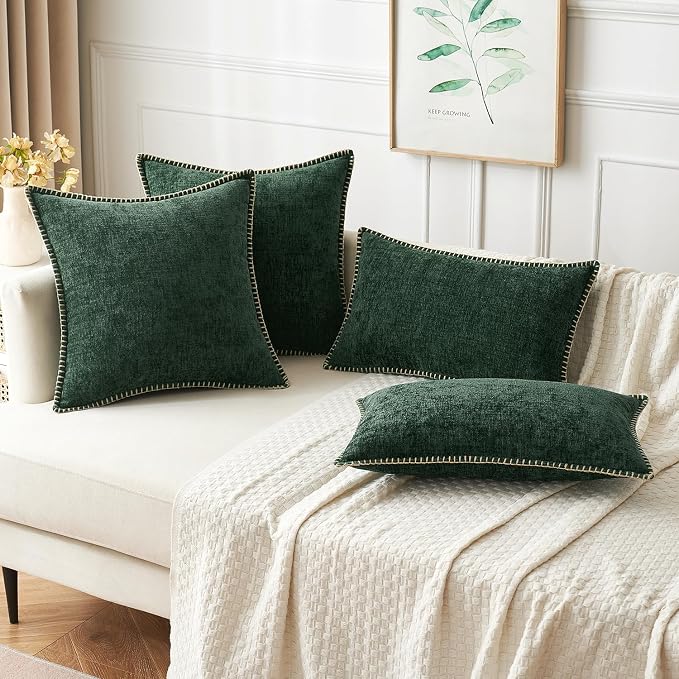 MIULEE Pack of 2 Christmas Pillow Covers 18x18 Inch Dark Green Farmhouse - Image 8