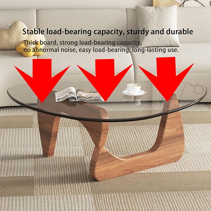EASYSOUL Modern Glass Coffee Table, 32.68" D x 22.44" W x 15.75" H, Abstract - Image 7