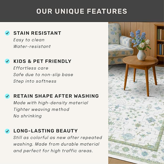 Hazo Haus Oushak Area Rug for Bedroom 5x7 - Image 7