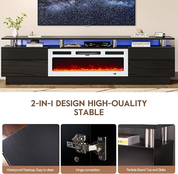 80" TV Stand for Living Room, Modern Entertainment Center & Media Console - Image 5