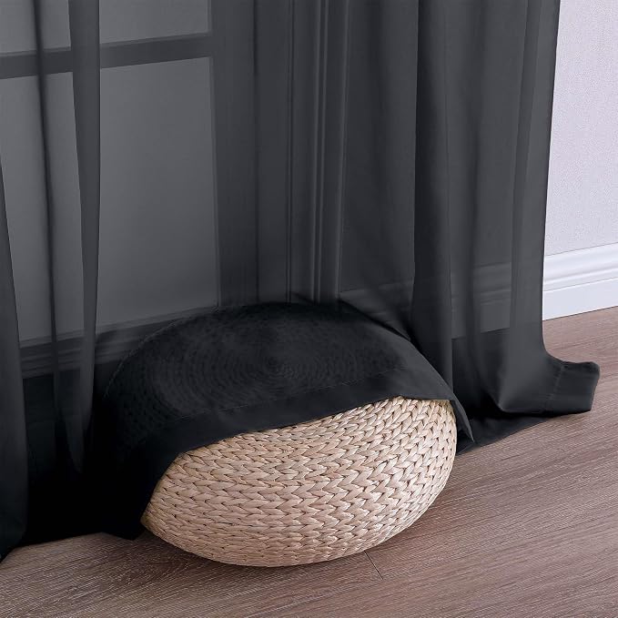 OVZME Black Sheer Curtains 108 Inches Long 2 Panels Set, 59 Inch Extra Wide - Image 6