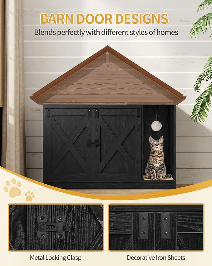 Hzuaneri Cat Litter Box Enclosure, Hidden Litter Box Cabinet Furniture - Image 6
