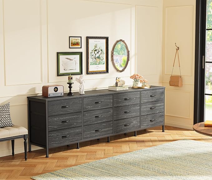 Huuger 70 Inch Dresser for Bedroom, TV Stand for 65, 80 Inch TV, 12 Fabric - Image 7
