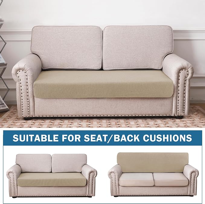 Water Repellent Couch Cushion Cover Loveseat Cover, Stretch Sectional Sofa Seat - Image 2
