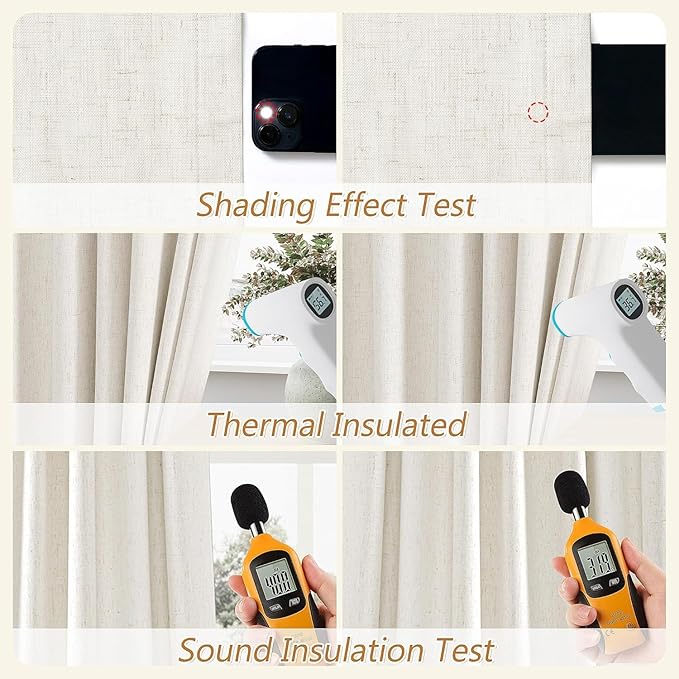 Guken Cream 100% Blackout Linen Curtains 42 Inch Wide by 84 Inch - Image 5