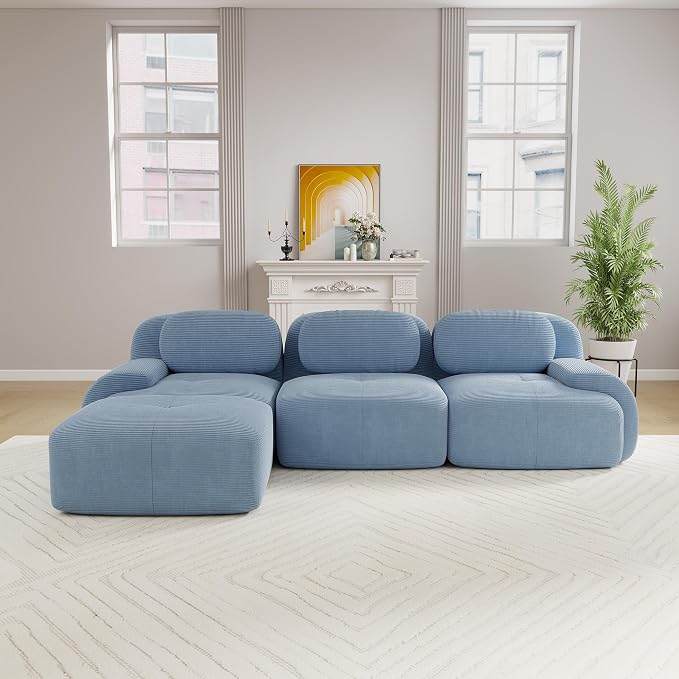 Boneless Sectional Couch, No Assembly Required, 117.3” L Shaped Modular Cloud - Image 2