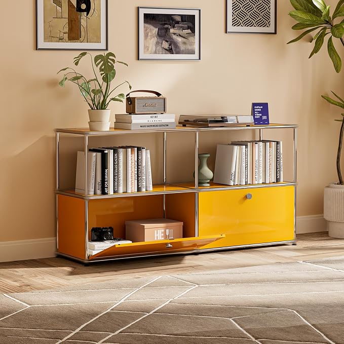 Modern Storage Cabinet Yellow F Versatile Free-Standing Organizer - Image 4