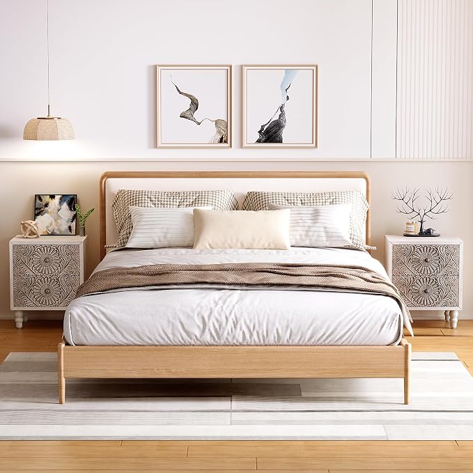SUNBURY Nightstand w 2 Drawers, End Table Living Room Small Side Table - Image 6