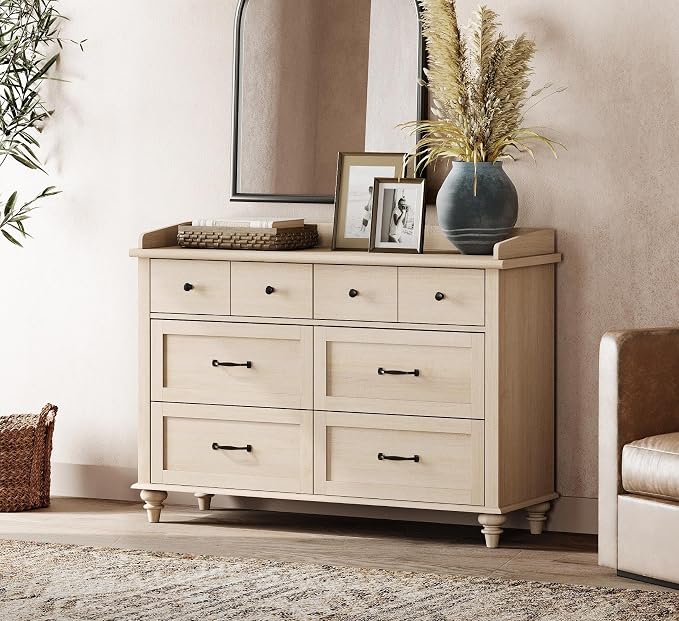 WAMPAT 6 Drawers Dresser for Bedroom, Elegant Wooden Chest of Drawers Kids - Image 3