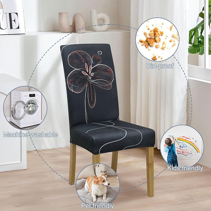 BIETYONE Stretch Dining Chair Covers Set of 6, Soft Removable Washable Kitchen - Image 6