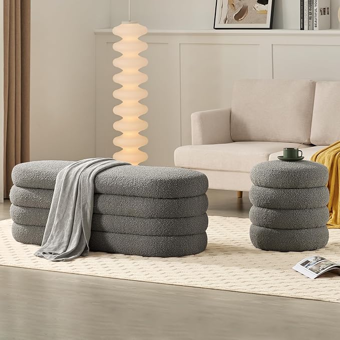 Busaurus Storage Ottoman Bench 49.2 Inch Upholstered Fabric Storage Bench - Image 6