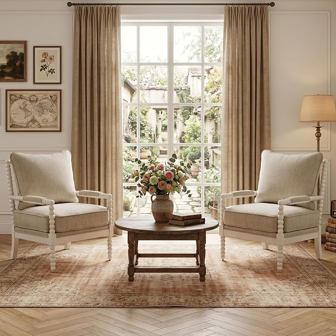 DUHOME Linen Fabric Spindle Accent Chair - Image 3