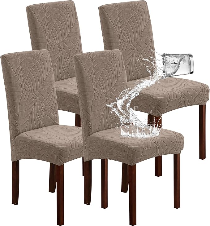 Genina Waterproof Chair Covers for Dining Room, Stretch Jacquard Dining Chair by Genina