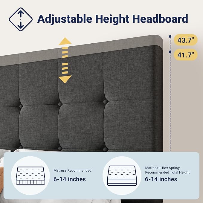 Allewie Upholstered King Size Platform Bed Frame - Image 4