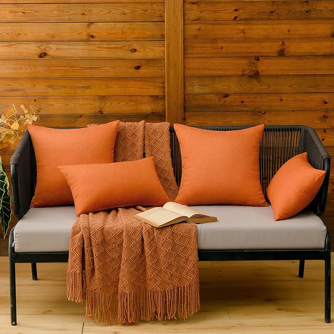 MIULEE Pack of 2 Decorative Outdoor Solid Waterproof Throw Pillow Covers Euro - Image 4