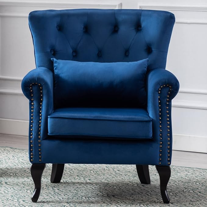 Mid Century Modern Accent Chair Upholstered Armchair Comfy Velvet Fabric Single by Janoray