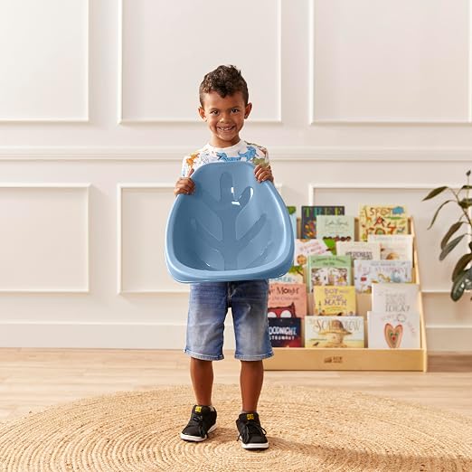 ECR4Kids Plastic Leaf Scoop Floor Rocker Seat, Classroom Furniture, Powder Blue - Image 7