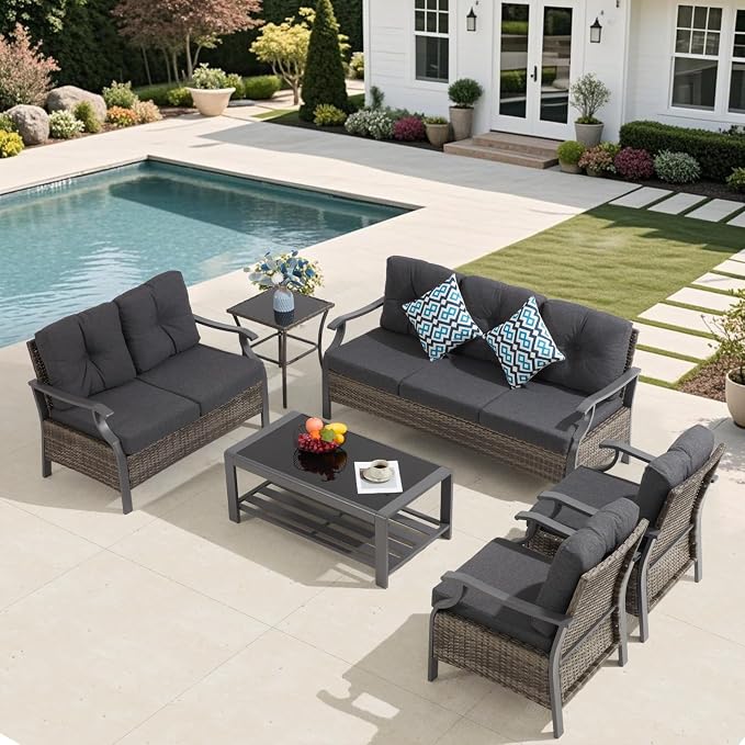 Outdoor Patio Furniture Set, 6 Pieces Outdoor Conversation Sets - Image 6