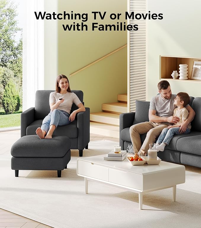 Welzona Sofa Accent Chair with Ottoman, Tool-Free Setup Living Room Accent - Image 8
