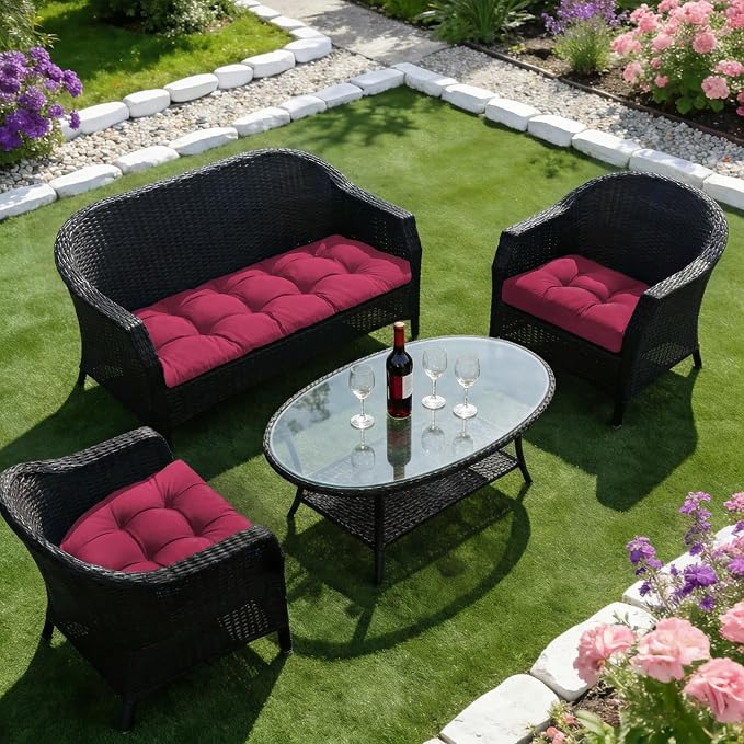 Wicker Chair Cushions of 3 Pieces, Waterproof Cushions - Image 6