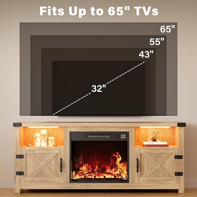 YESHOMY LED Fireplace TV Stand - Image 7