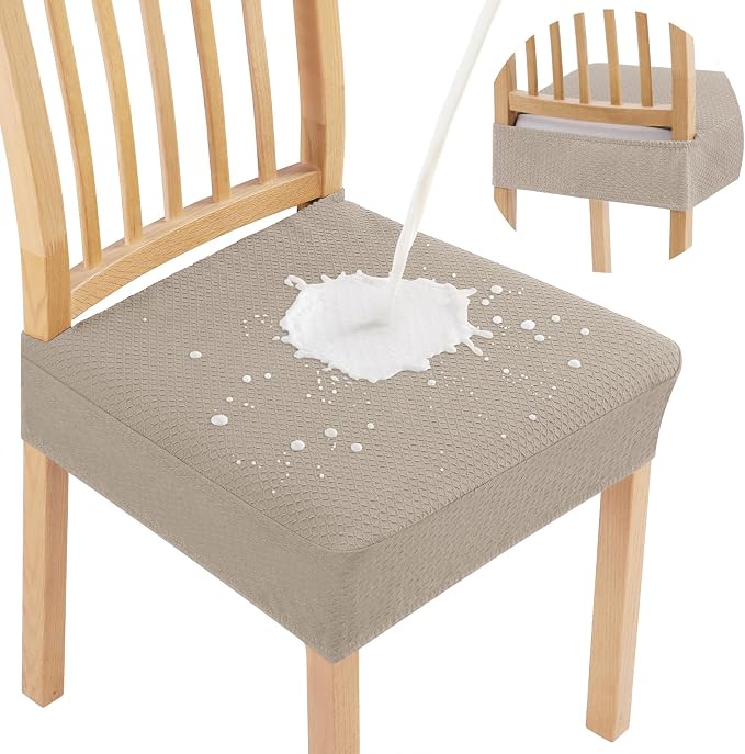 Smiry Waterproof Seat Covers for Dining Room Chairs Set of 6, Stretch Jacquard by Smiry