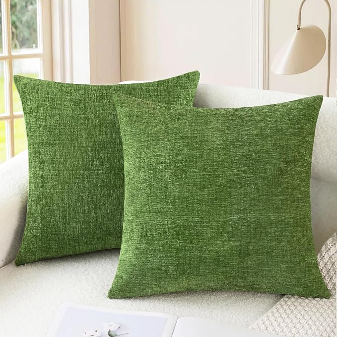 CaliTime Throw Pillow Covers Decorative 20 X 20 Inches Pack of 2 Cozy Chenille by CaliTime
