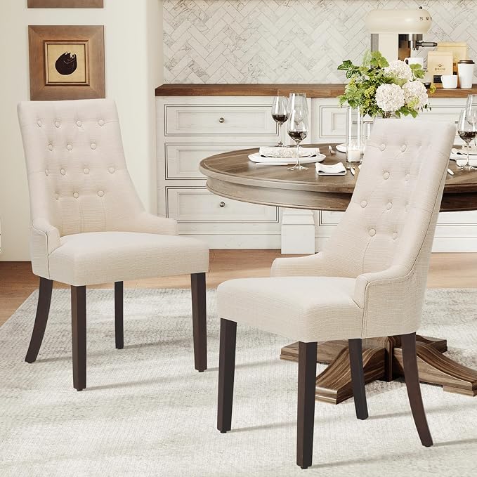 COLAMY Fabric Side Dining Chairs Set of 6, Wingback Upholstered Dining Room - Image 6
