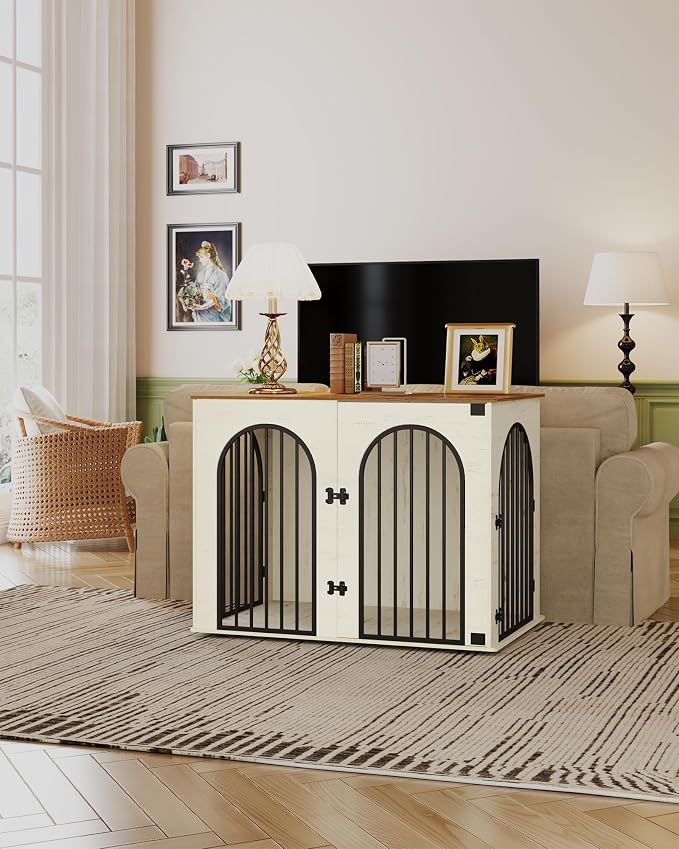 Hzuaneri 44.1" Wooden Dog Crate Furniture, Indoor Dog Kennel Dogs Cage - Image 9