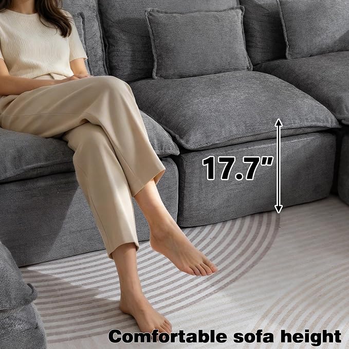Boneless Loveseat Couch Sectional Cloud Couch Oversized Modular Sectional Sofa - Image 5