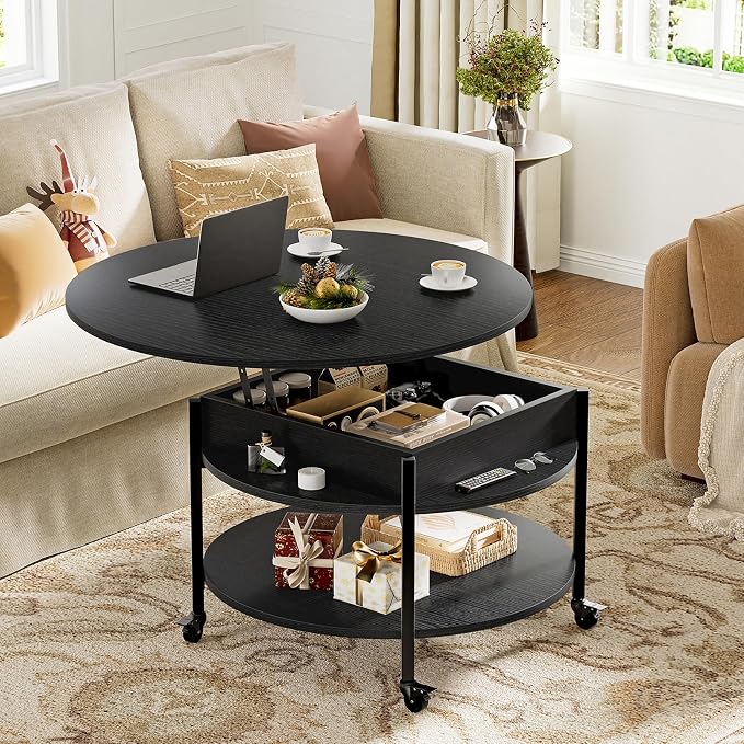 FABATO Round Lift Top Coffee Table - Image 2