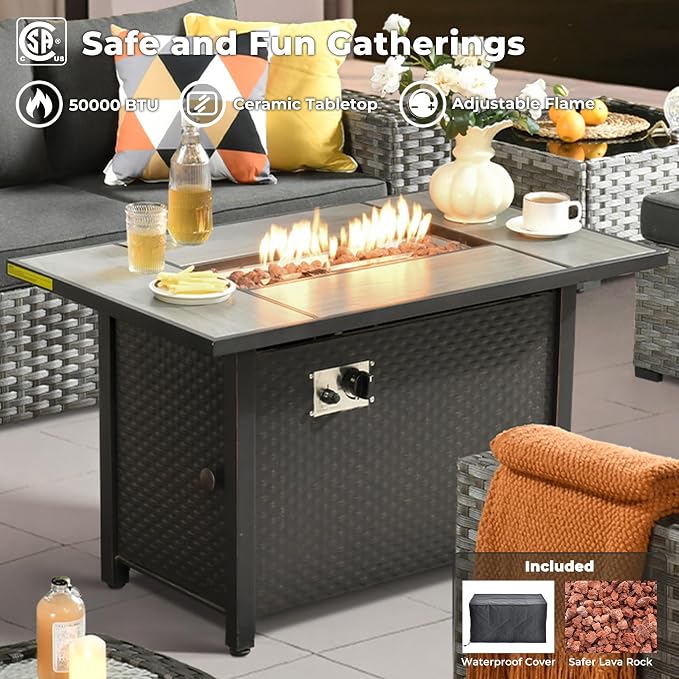 ovios 7 Pieces Patio Furniture Set, Outdoor Wicker Sectional Sofa - Image 6