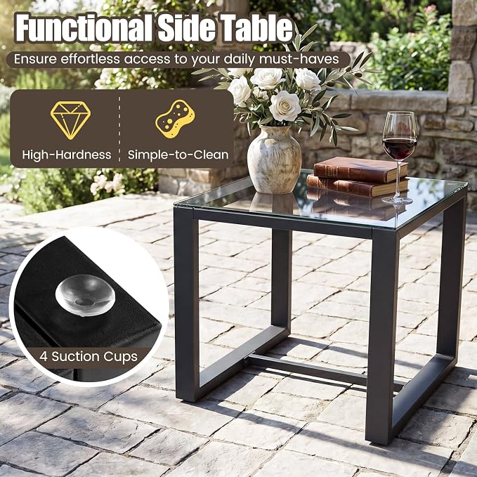 Tangkula 5 Pieces Wicker Patio Conversation Set, Outdoor PE Rattan Chair - Image 8