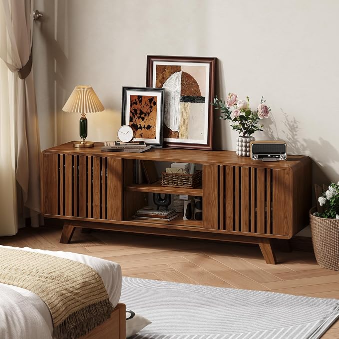 ONBRILL 63-Inch TV Stand for TVs up to 75 Inch, Mid-Century Modern Television - Image 8