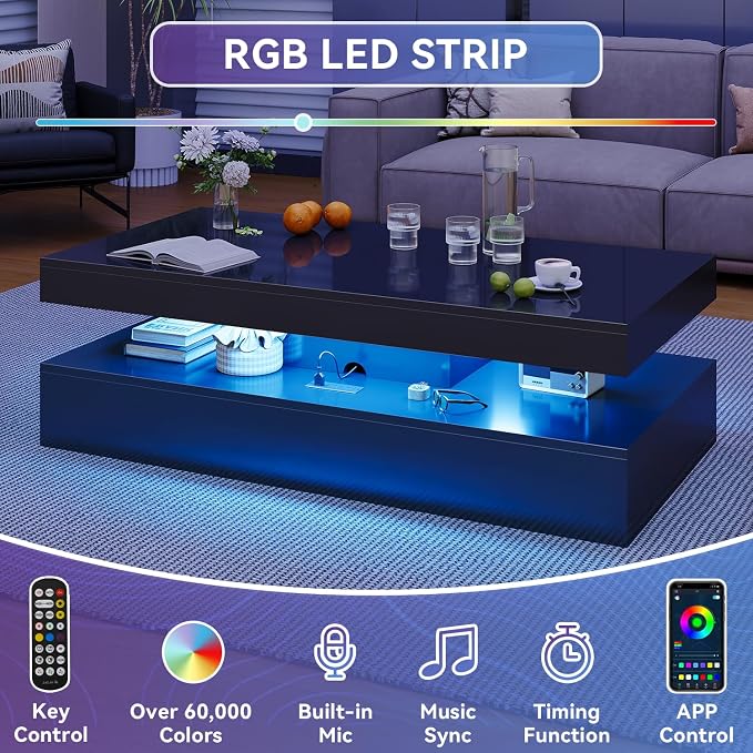 4-Piece Modern Living Room Table Set, Includes High Gloss 70" Fireplace TV Stand - Image 7