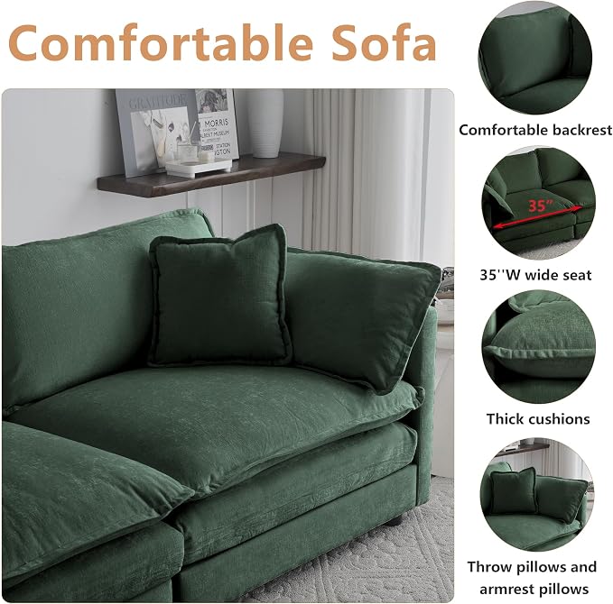 mikibama Luxury 3 Piece Sofa Set, 2 Pieces of Single Sofa and 1 Piece of 3 - Image 3