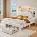Full Size Bed Frame with LED Storage Headboard & 2 Storage Drawers, Velvet by JOCOEVOL