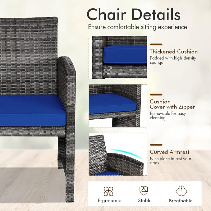 Goplus 4-Piece Rattan Patio Furniture Set, Outdoor Wicker Conversation Sofa - Image 4