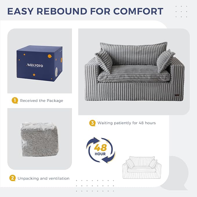 MAXYOYO 59" Bean Bag Sofa Couch, Loveseat Boneless Couch in a Box, Upholstered - Image 8