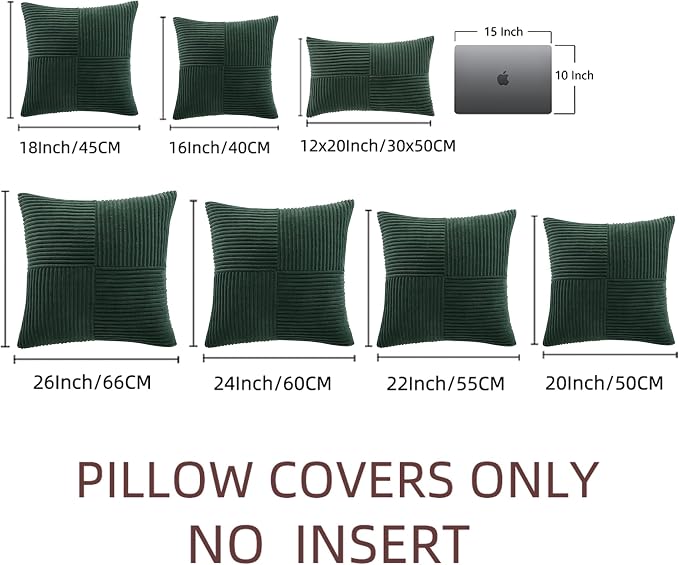 Fancy Homi Set of 2 Dark Green Decorative Throw Pillow Covers 24x24 Inch - Image 7