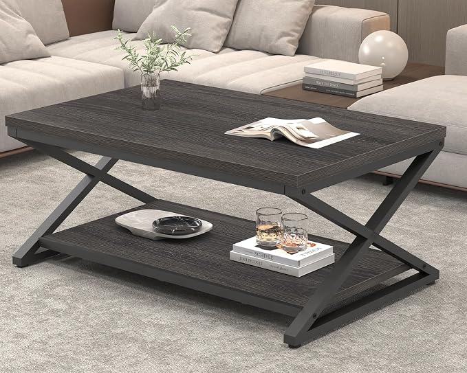 HSH Gray Storage Coffee Table, Modern Center Table - Image 9