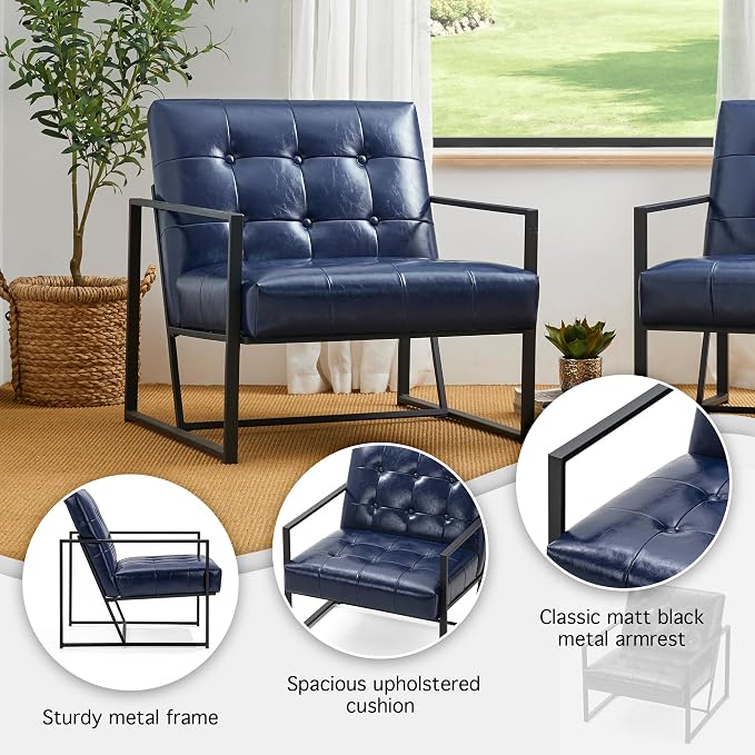 Glitzhome Mid Century Modern Accent Chairs Set of 2, Modern Living Room Chairs - Image 5