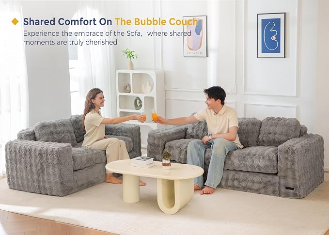 MAXYOYO 3 Seater Sofa for Living Room, Tufted Boneless Couch Bubbled Sofa Couch - Image 3