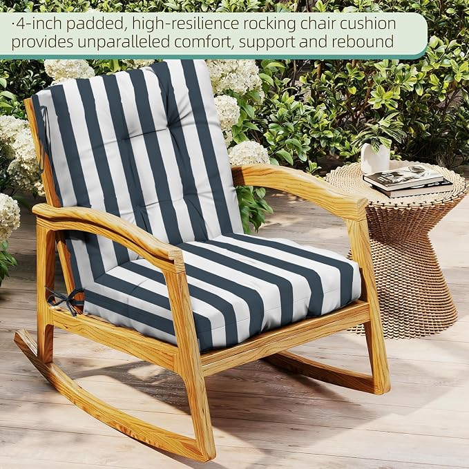 Outdoor Chair Cushion, High Back Soft Seat Pad, Indoor Outside Use, - Image 3