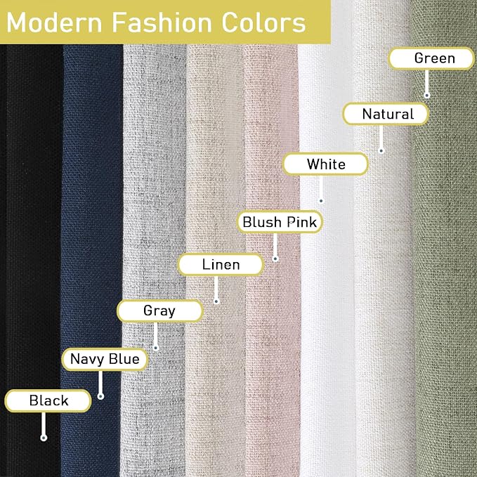 White Valances for Windows, Light Filtering Faux Linen Textured Small Short - Image 9