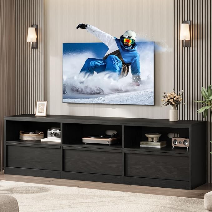 GarveeHome 70 in TV Stand for TVs up to 85 in, Mid Century Modern Entertainment by GarveeHome