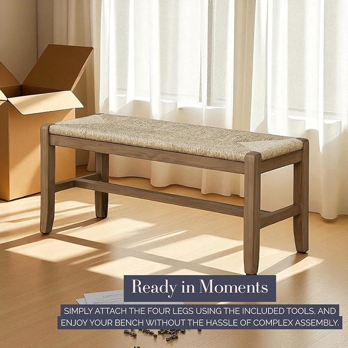 Alaterre Furniture Newport 40 Inch Solid Wood Entryway Bench - Image 7
